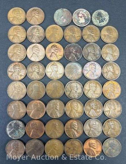 (44) Wheat Pennies and (3) Indian Head Cents image