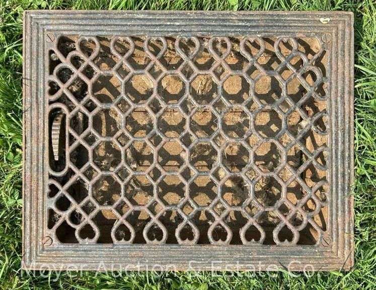 Cast Iron Floor Vent, Antique, 11"x13.5" Overall image