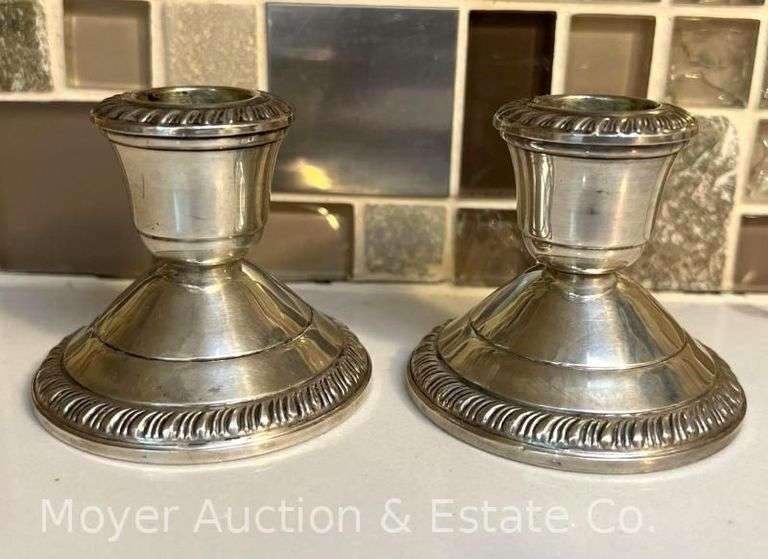 Pair of Empress Sterling Silver Weighted Candlesticks, 2.25"h image
