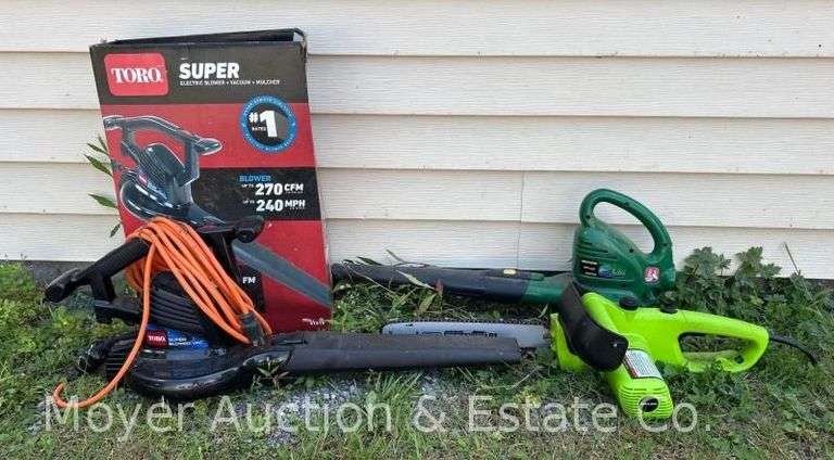 (2) Electric Leaf Blowers and Electric Chainsaw image