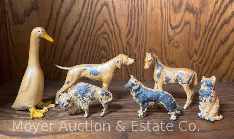 Group of Vintage Cast Metal Animals, 2”-4.5”h image