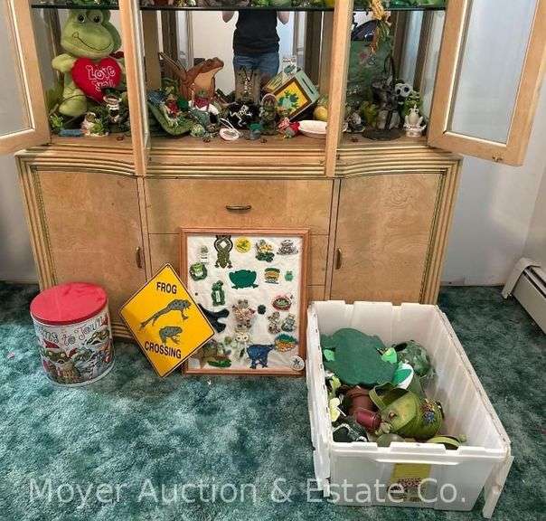 Group of Frog Figures, Frog Crossing Sign, Decor, Etc. image