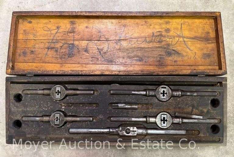 Antique Tap and Die Set, in Original Wood Box image