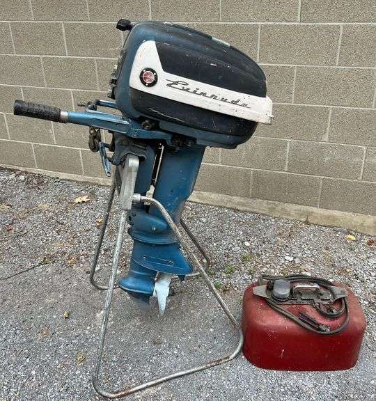 1957 Evinrude 'Fastwin 18' Outboard Motor, Turns Over, with Metal Gas Tank, Serial #15020-17266 image