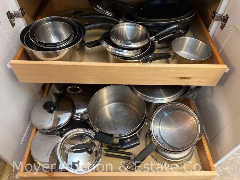 Group of Pots and Pans, Most Revere Ware and Kitchen Aid image