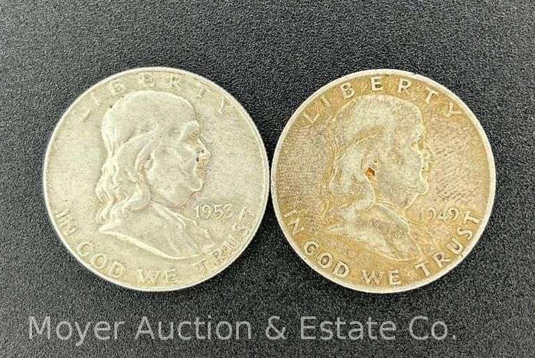 (2) Franklin Half Dollars, 1949 and 1953 image