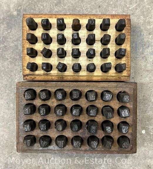 (2) Alphabet Punch Sets in Wood Boxes image