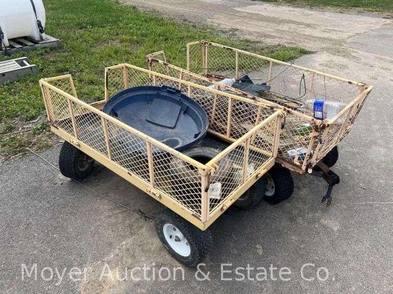 (2) Metal Garden Wagons with Pneumatic Tires, Poor Condition image