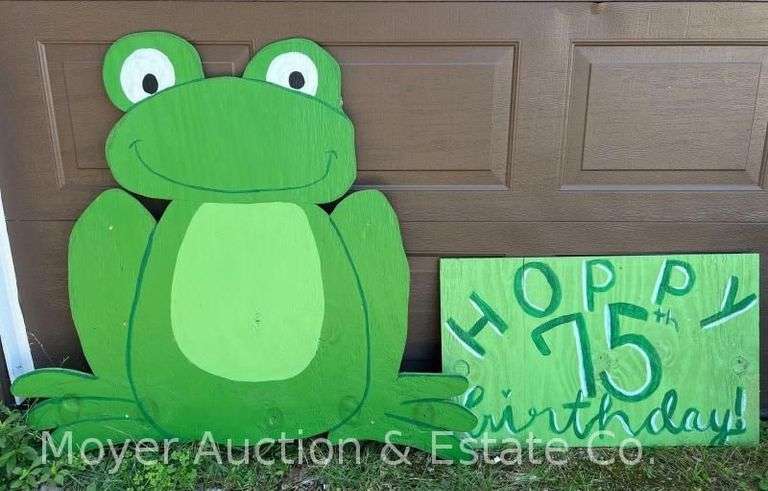 Plywood Frog Cutout and Birthday Sign, 20"-42"h image
