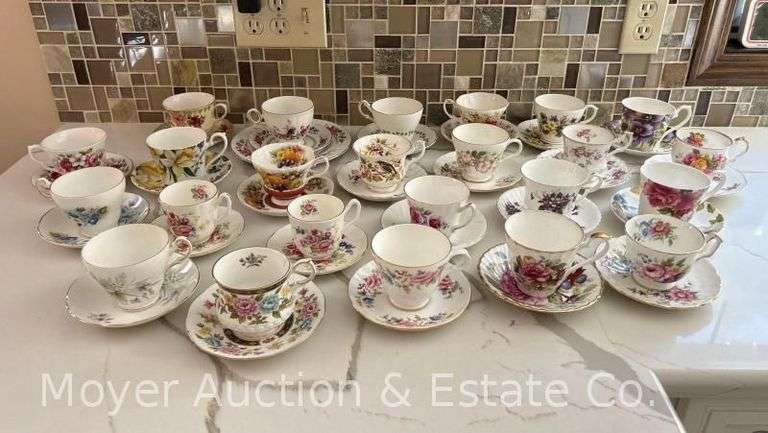 Collection of 24 Bone China Cups and Saucers image