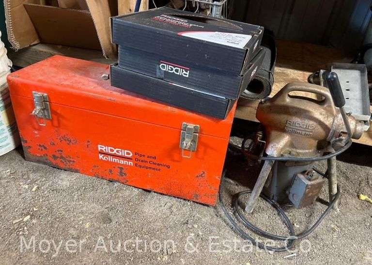 Ridgid/Kollmann K-50 & K-38 Pipe & Drain Cleaner with Metal Case and 3 New Replacement Cables image