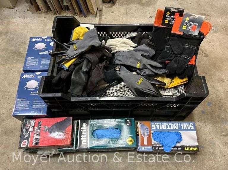 Group of N95 Masks, Rubber Gloves and Work Gloves image