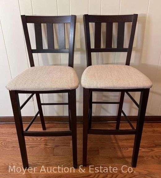 Pair of Bar Chairs, Upholstered Seats, 29" Seat Height image