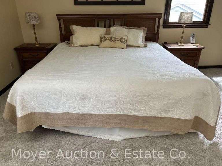 King Bed Frame with Mattress, Boxsprings, and Bedding image