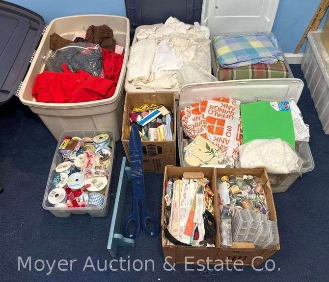 Group of Sewing Supplies, Fabric, Thread, Etc. image