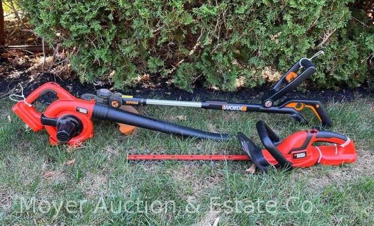 Black and Decker Hedge Trimmer, Blower, and Worx Weed Eater/Edger image