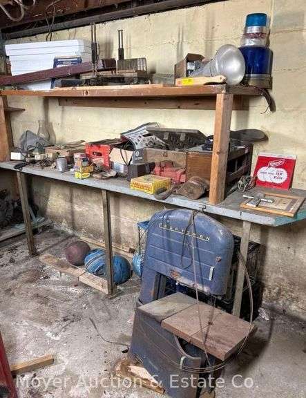 Contents of Basement Shelves, Electrical, Tools, Bowling Balls, Band Saw, Etc. image