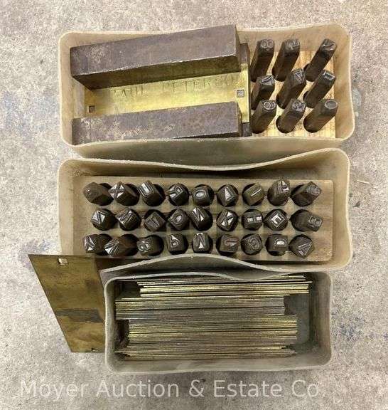 Group of Letter and Number Punches with Metal Plates image