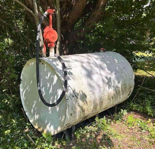 230Gal. Fuel Tank with Hand Pump, Pump Condition Unknown, 60” Long x 38” Wide image