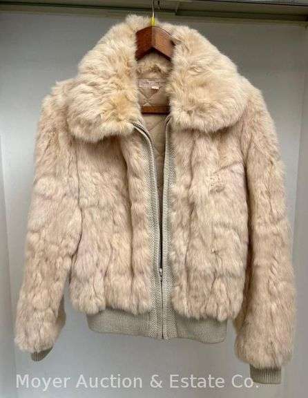 Rabbit Fur Ladies Jacket, Size Large, 100% Natural Rabbit Fur with Knit Cuffs image