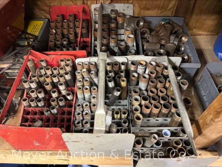 Group of Asst. Pipe Fittings and Nipples, Most Iron image