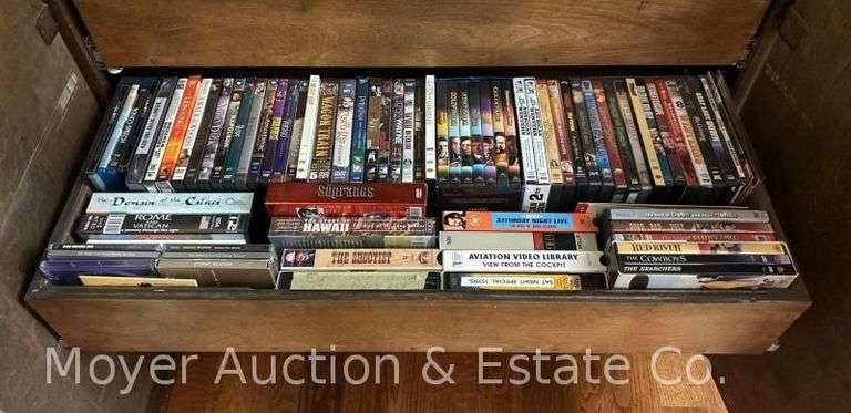 Group of DVDs, VHS and CDs image