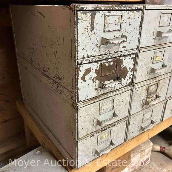 (4) 2 Drawer Metal Storage Cabinets, 11"x27"x12"h Each image