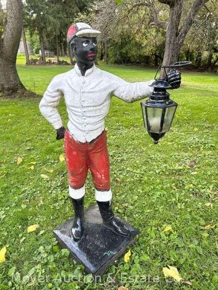 Cement Jockey Lawn Ornament, 44”h image
