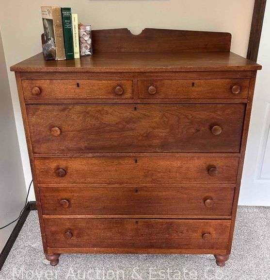 Cherry 6 Drawer Chest of Drawers, Antique, 42"x18"x51"h Overall image