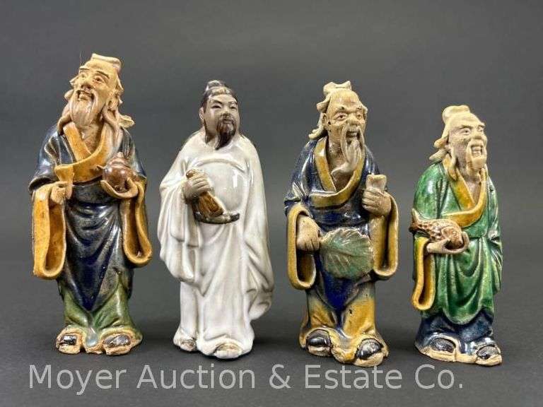 (4) Chinese Mud Men Stautes, 4"-5"h image