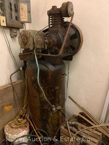 Upright Air Compressor, 2hp GE Motor, Works, Older image