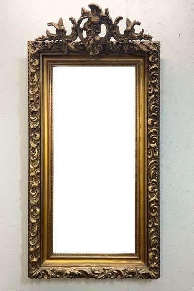 Victorian Carved and Gilt Style Pier Mirror, Excellent Original Condition, Beveled Glass image
