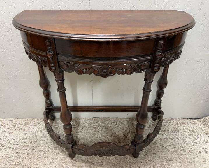 Antique Mahogany Half Round Table, 33"w image