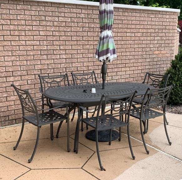 Lifestyle 7Pc. Outdoor Metal Patio Set with Umbrella image