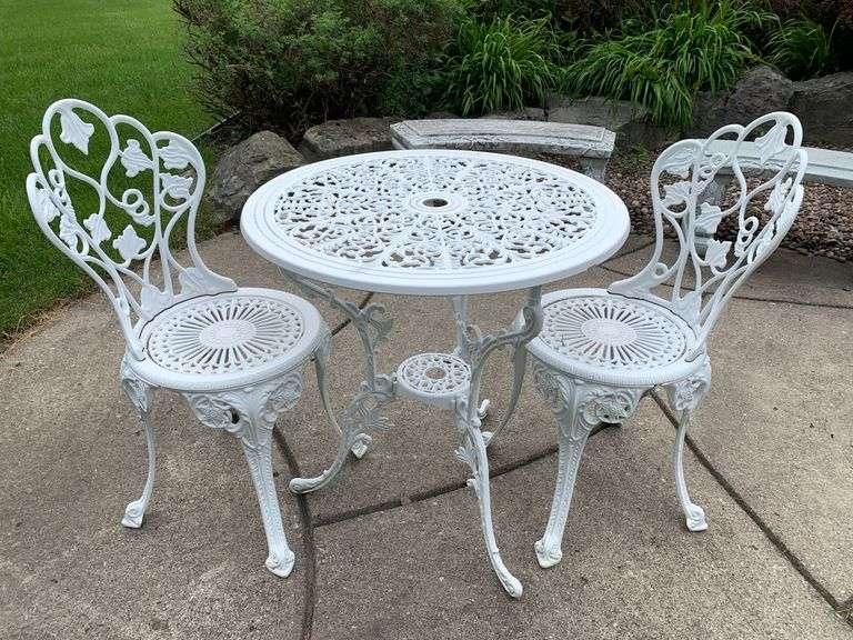 3 Pc. Metal Bistro Set, 27"w Round Table & 2 Chairs image