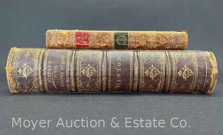 "History of the United States" by Hinton, 1867, and "The Rambler" Vol. 2 by Samuel Johnson, 1792 image