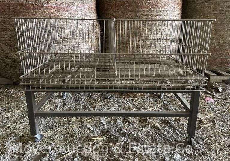 Greenhouse Rolling Cart with Wire Bin, Metal, on Casters, 47"x38"x19"h image