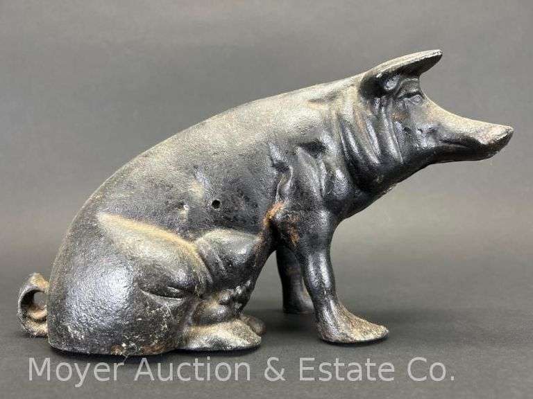 Cast Iron Pig Coin Bank, 5"h image