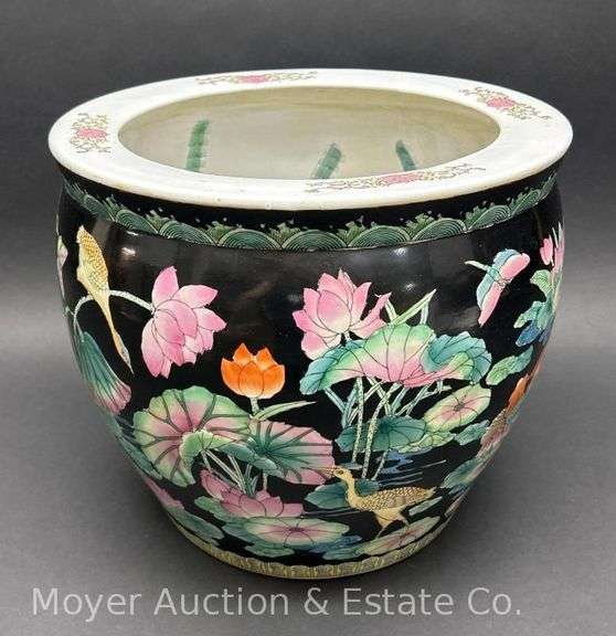 Chinese Fish Bowl, Hand Painted, Made in China, 14"w x 12"h image