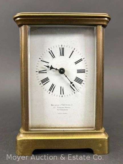 Antique Mackay and Chisholm French Brass Carriage Clock, 5"h image