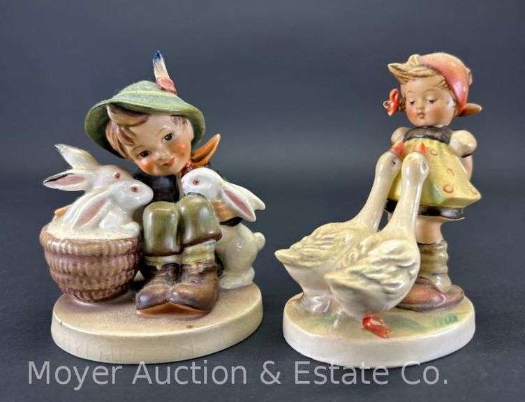 (2) Hummel Figurines: "Goose Girl" 47/3/0 and "Rabbit Father" 58/0, 3.5"-4"h image