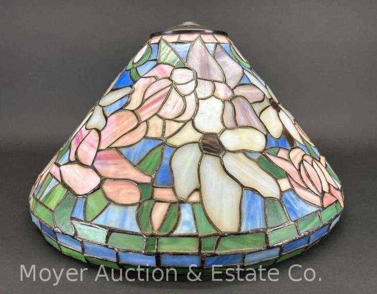 Floral Stained Glass Lampshade, 9"h x 16"w image