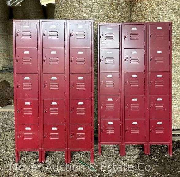 (2) Metal Lockers, 15 Cubbies Each, 36"x15"x66"h image