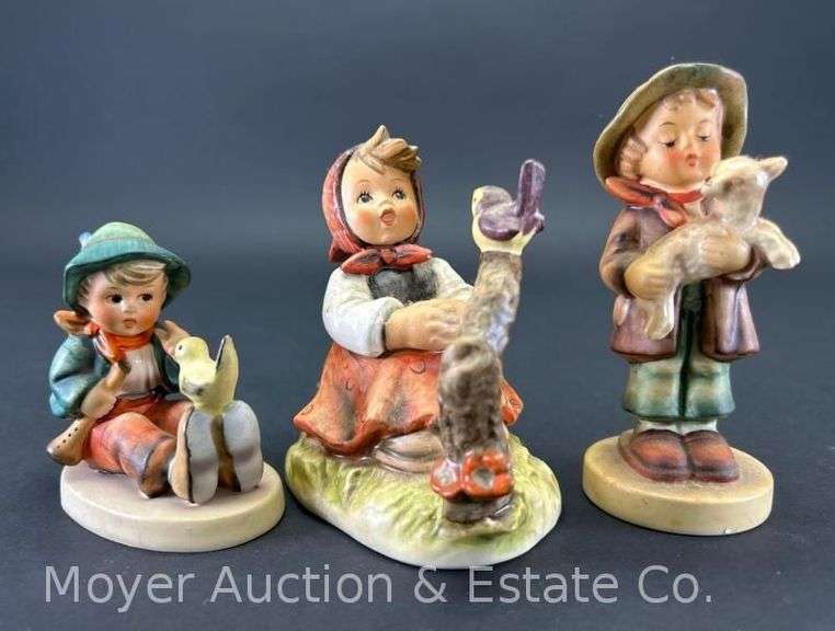 (3) Hummel Figurines: "Singing Lessons" 63, "In Tune" 414, and "The Lost Sheep" 68/2/0, 3"-4.5"h image