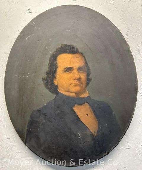 Early Canvas Chromolithograph of Senator Steven Douglas, Unframed, 17"x14" image