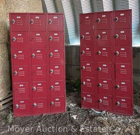 (2) Metal Lockers, 18 Cubbies Each, 36"x18"x72"h image