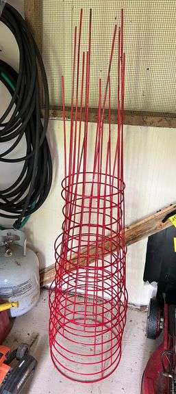 (7) Red Tomato Cages, Approx. 42"h image