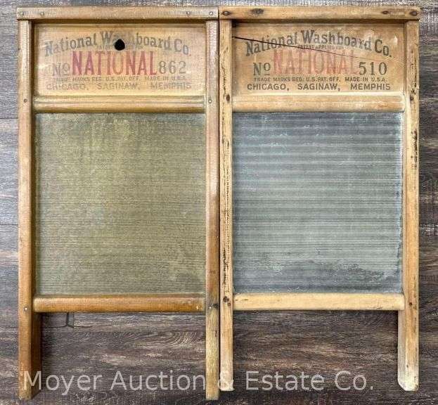 (2) Antique Glass National Washboards image