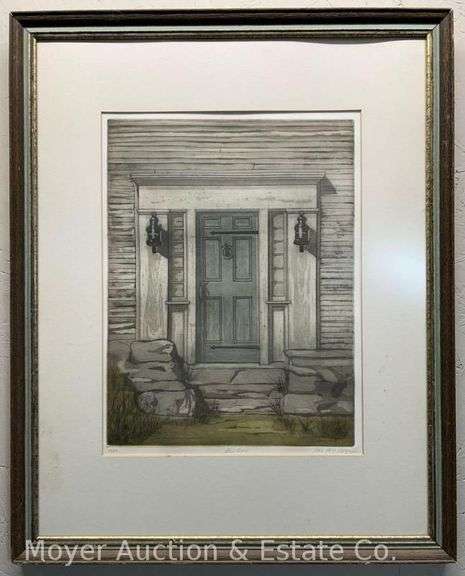 "Blue Door" Print, Artist Signed, Numbered 10/50, Framed, 26"x21" Overall image