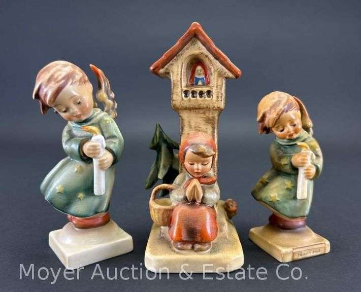 (3) Hummel Figurines: (2) "Heavenly Angel" 21/0 and "Worship" 84/0, 4"-5.5"h image